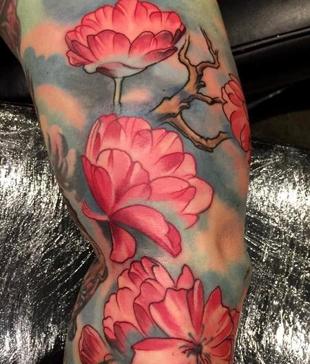 Tattoos - Damon Conklin Pink Flowers - 131248